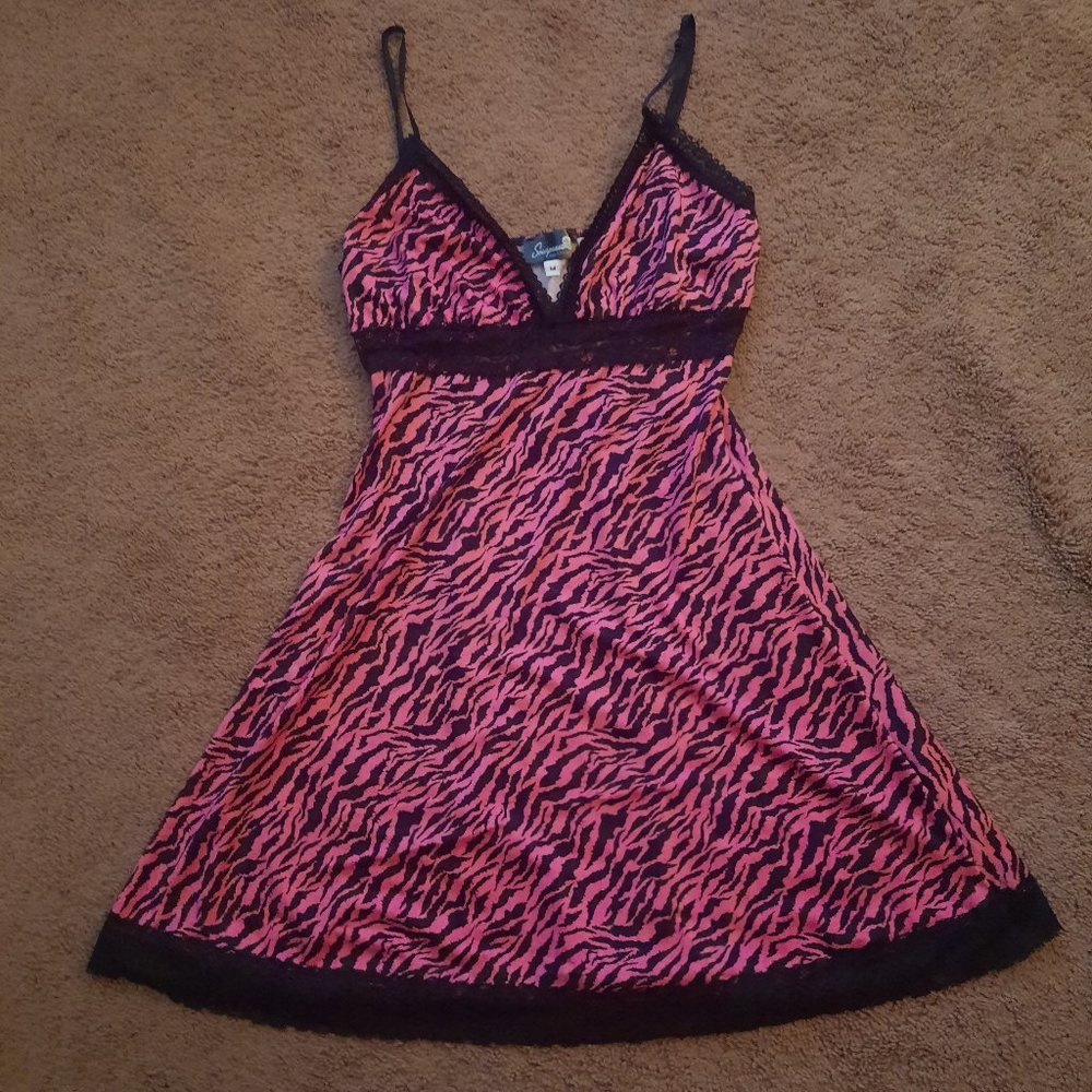 Sourpuss Pizazz Pink Zebra Slip Dress